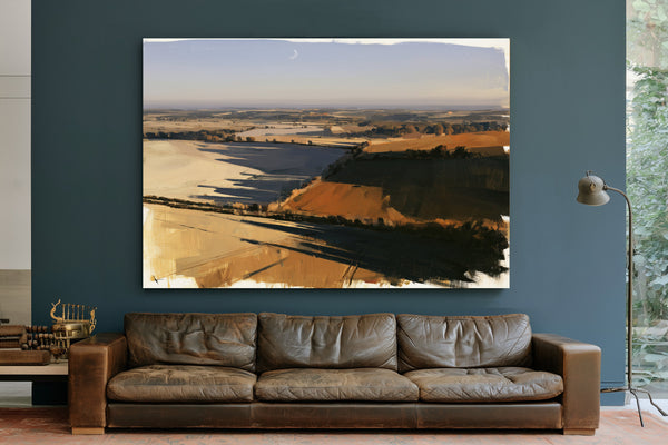 Aerial View Rolling Farmland Autumn Light by Bella Frye