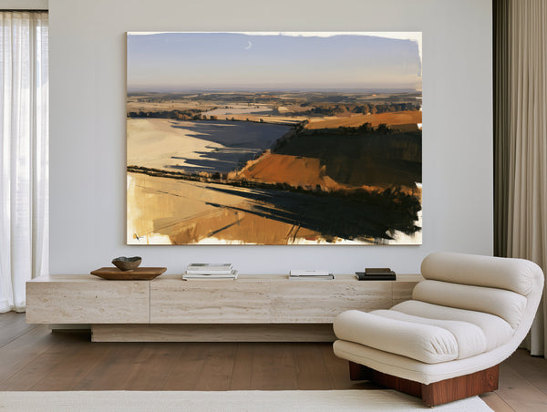 Aerial View Rolling Farmland Autumn Light by Bella Frye
