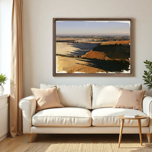 Aerial View Rolling Farmland Autumn Light by Bella Frye