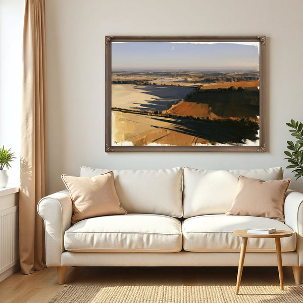 Aerial View Rolling Farmland Autumn Light by Bella Frye
