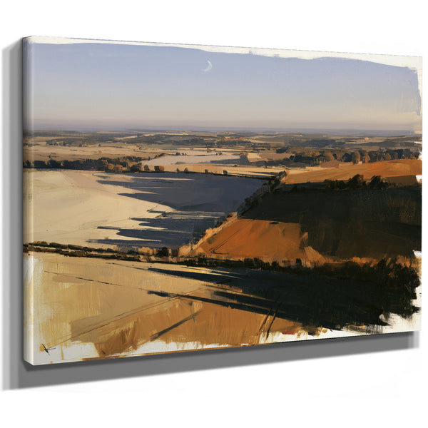 Aerial View Rolling Farmland Autumn Light by Bella Frye