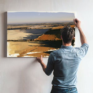 Aerial View Rolling Farmland Autumn Light by Bella Frye