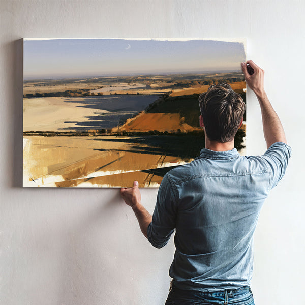 Aerial View Rolling Farmland Autumn Light by Bella Frye