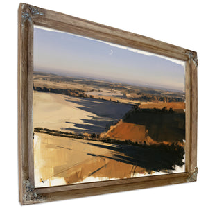 Aerial View Rolling Farmland Autumn Light by Bella Frye