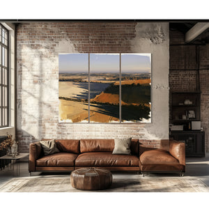 Aerial View Rolling Farmland Autumn Light by Bella Frye