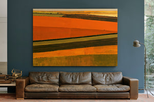 Aerial View Striped Farmland In Warm Light by Bella Frye