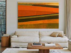 Aerial View Striped Farmland In Warm Light by Bella Frye