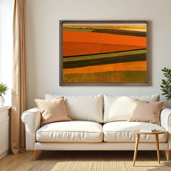 Aerial View Striped Farmland In Warm Light by Bella Frye