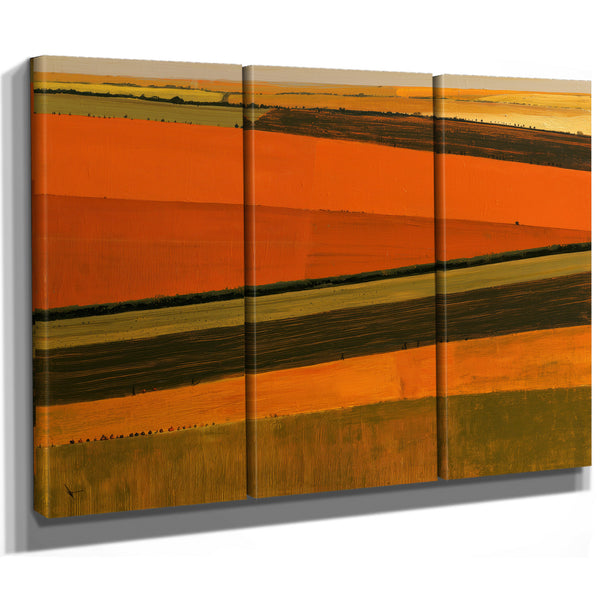Aerial View Striped Farmland In Warm Light by Bella Frye