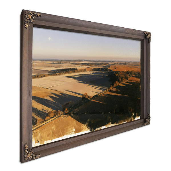 Aerial View Of Sunlit Farmland Fields by Bella Frye