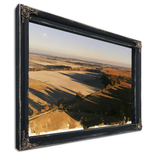 Aerial View Of Sunlit Farmland Fields by Bella Frye