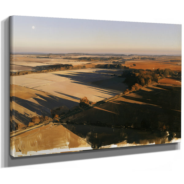 Aerial View Of Sunlit Farmland Fields by Bella Frye