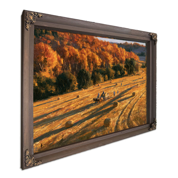 Autumn Harvest Field With Horse-Drawn Wagon by Bella Frye
