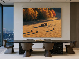 Autumn Hay Harvest In Golden Fields by Bella Frye