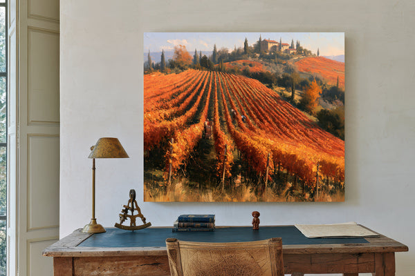 Autumn Vineyard Harvest On Rolling Hills by Bella Frye