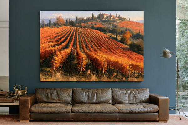 Autumn Vineyard Harvest On Rolling Hills by Bella Frye