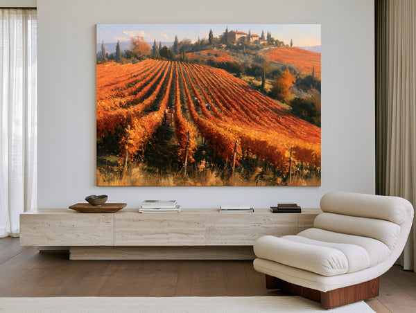 Autumn Vineyard Harvest On Rolling Hills by Bella Frye