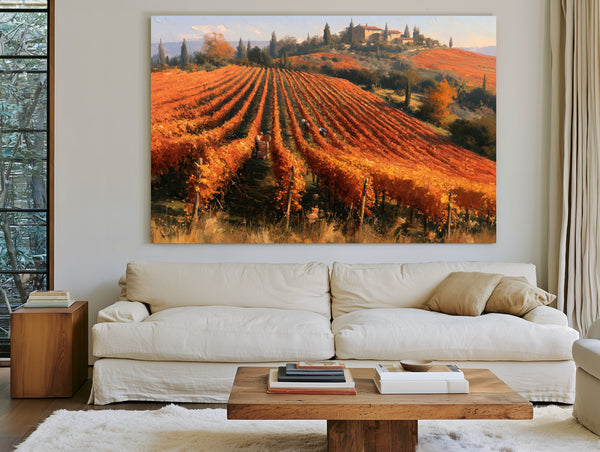 Autumn Vineyard Harvest On Rolling Hills by Bella Frye