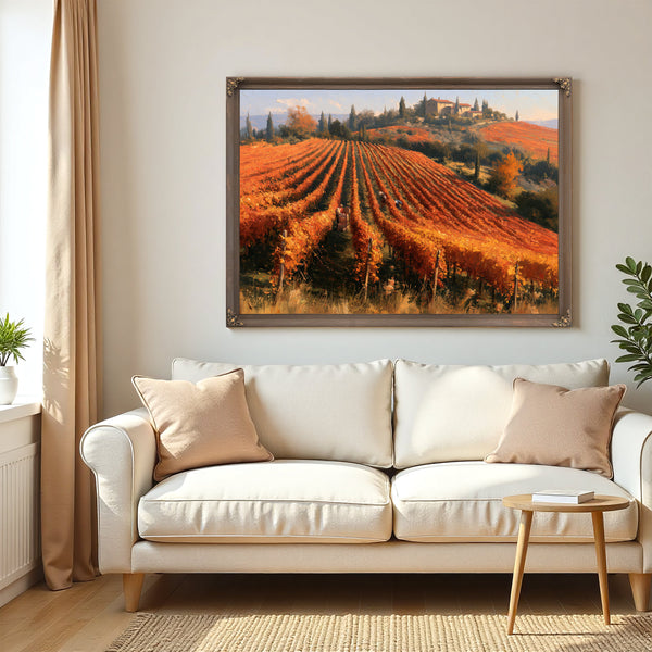 Autumn Vineyard Harvest On Rolling Hills by Bella Frye