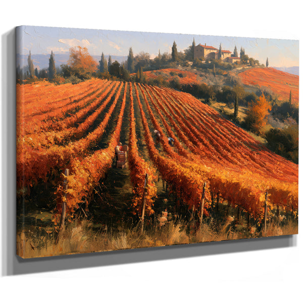 Autumn Vineyard Harvest On Rolling Hills by Bella Frye