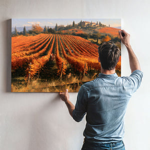 Autumn Vineyard Harvest On Rolling Hills by Bella Frye