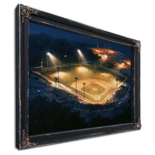 Baseball Diamond Lit At Night Aerial by Bella Frye