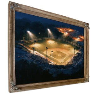 Baseball Diamond Lit At Night Aerial by Bella Frye