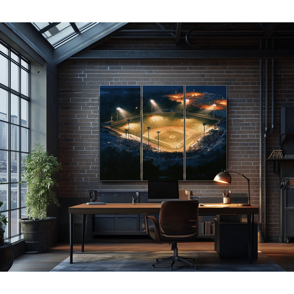 Baseball Diamond Lit At Night Aerial by Bella Frye