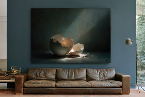 Broken Eggshell In Dramatic Light Still Life by Bella Frye