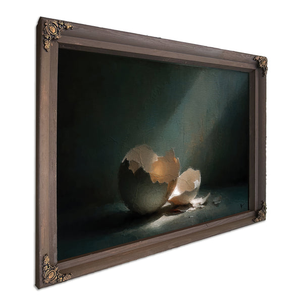 Broken Eggshell In Dramatic Light Still Life by Bella Frye