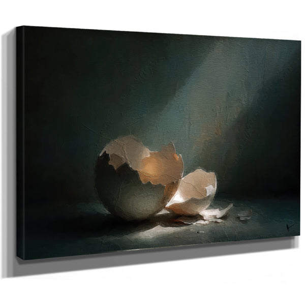 Broken Eggshell In Dramatic Light Still Life by Bella Frye