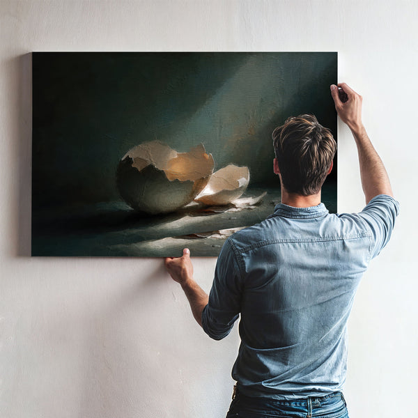 Broken Eggshell In Dramatic Light Still Life by Bella Frye
