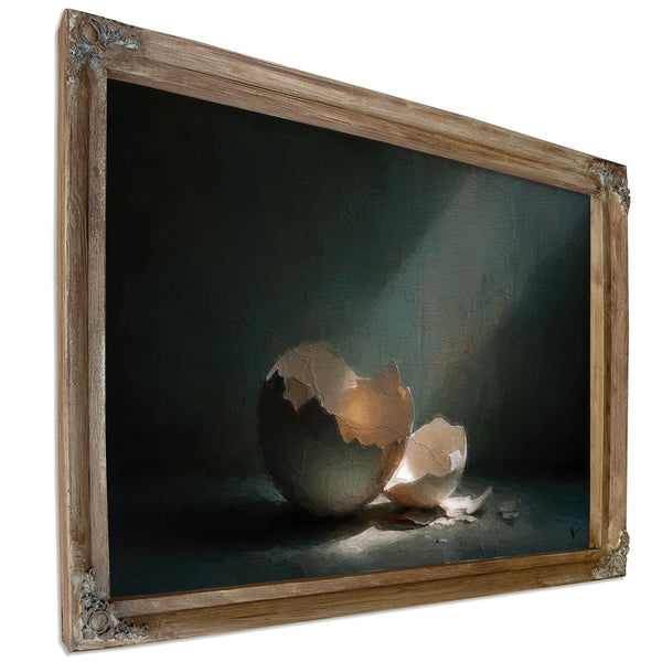 Broken Eggshell In Dramatic Light Still Life by Bella Frye