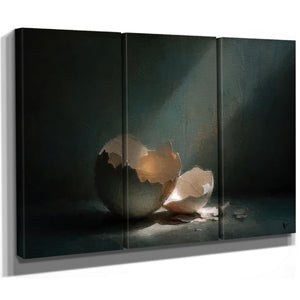Broken Eggshell In Dramatic Light Still Life by Bella Frye