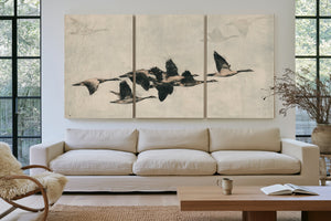 Canada Geese Flock In Flight Illustration by Bella Frye