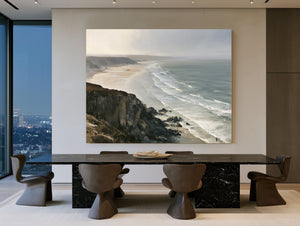 Coastal Cliffs Over Misty Sandy Beach by Bella Frye