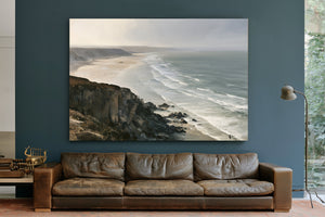 Coastal Cliffs Over Misty Sandy Beach by Bella Frye