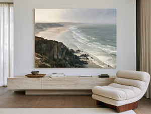 Coastal Cliffs Over Misty Sandy Beach by Bella Frye