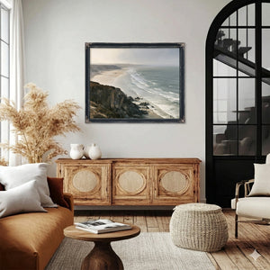 Coastal Cliffs Over Misty Sandy Beach by Bella Frye