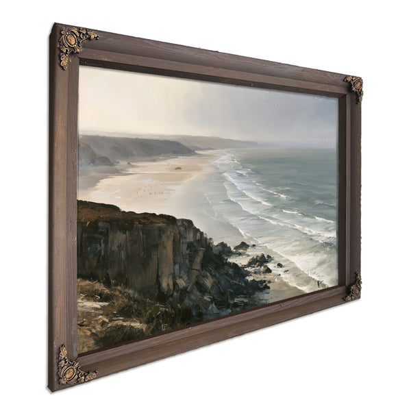 Coastal Cliffs Over Misty Sandy Beach by Bella Frye