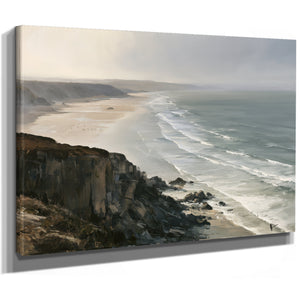 Coastal Cliffs Over Misty Sandy Beach by Bella Frye