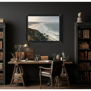 Coastal Cliffs Over Misty Sandy Beach by Bella Frye