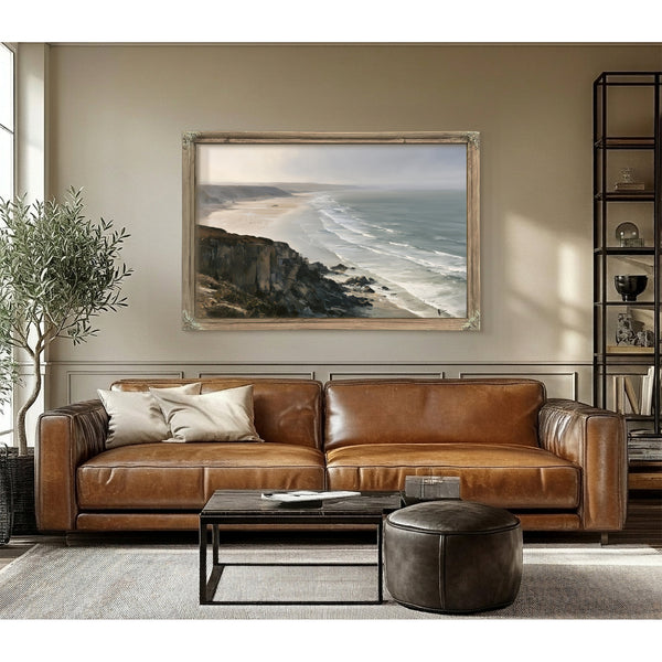 Coastal Cliffs Over Misty Sandy Beach by Bella Frye