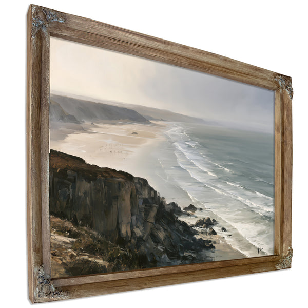 Coastal Cliffs Over Misty Sandy Beach by Bella Frye