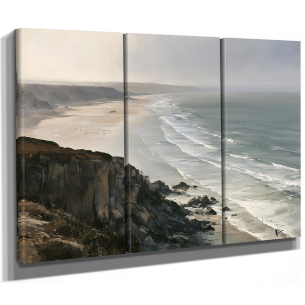 Coastal Cliffs Over Misty Sandy Beach by Bella Frye