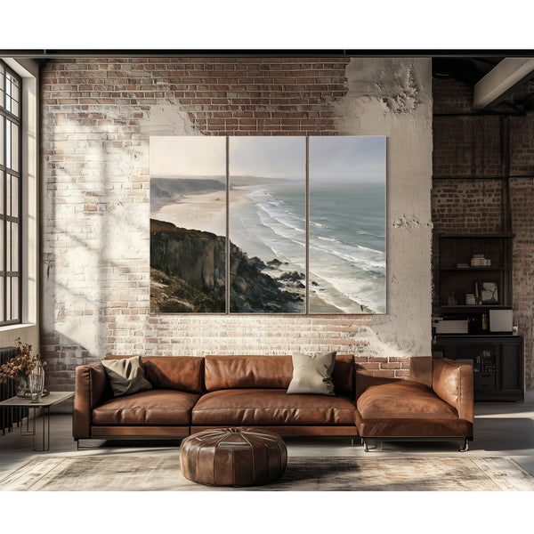 Coastal Cliffs Over Misty Sandy Beach by Bella Frye