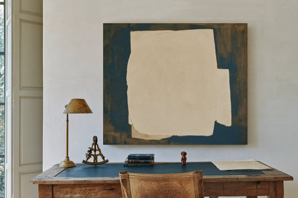 Cracked White Form On Dark Blue Ground by Bella Frye