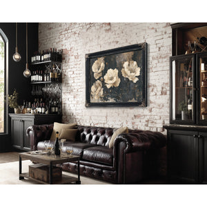Cream Peonies On Dark Textured Background by Bella Frye