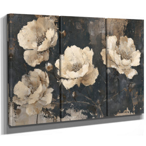 Cream Peonies On Dark Textured Background by Bella Frye