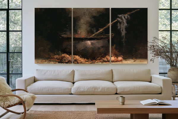 Dark Cauldron Bubbling Over Open Fire by Bella Frye